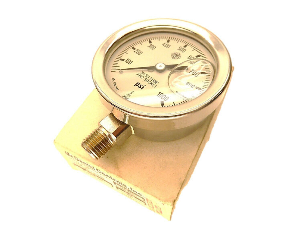 McDaniel Controls  1000  Pressure Gauge 0-1000 PSI Glycern Filled  NEW IN BOX