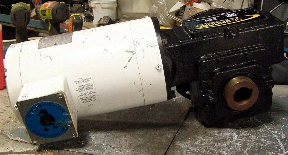 LEESON 1-1/2 HP ELECTRIC GEARMOTOR 15:1 RATIO 08-230/460 VAC 1740 RPM 1-3/8 BORE