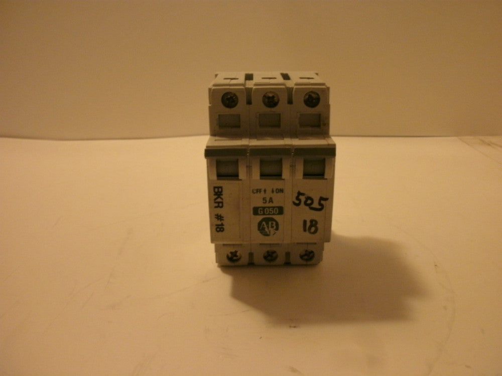 ALLEN BRADLEY 1492-CB3G050 SER B CIRCUIT BREAKER 5 AMP 3 POLE 480 VAC DIN RAIL