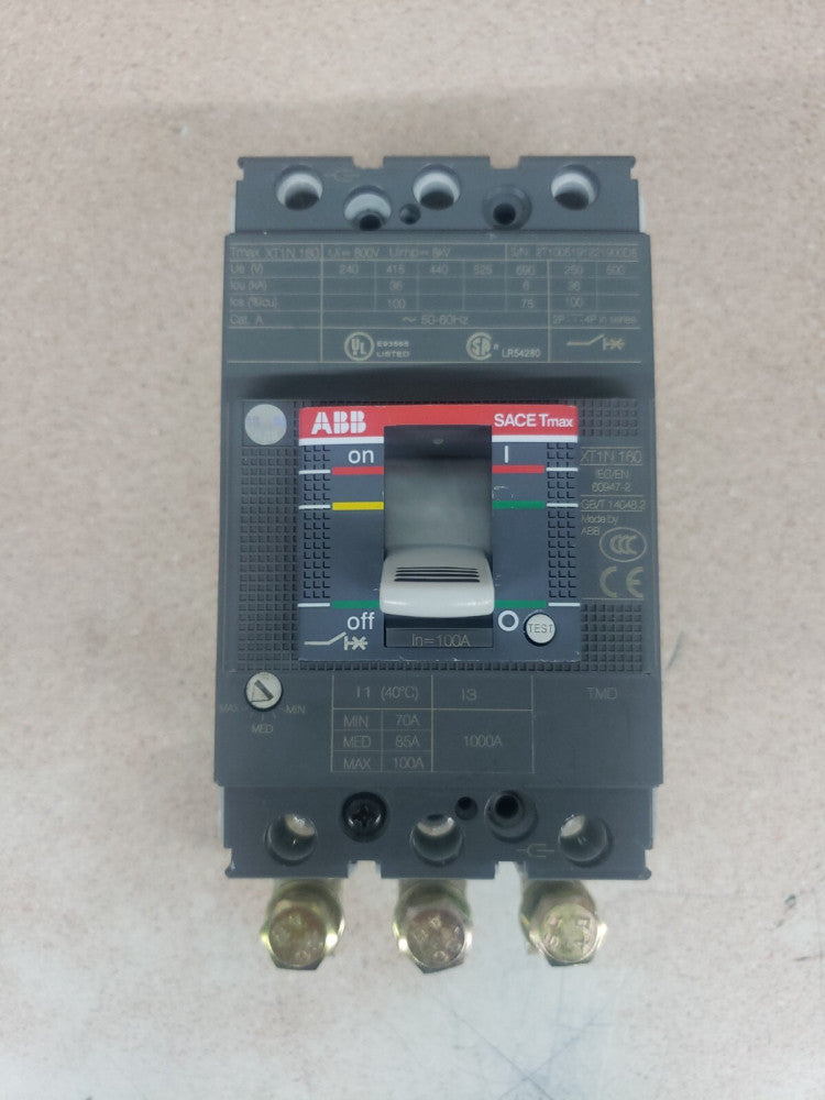 ABB SACE Tmax XT1N 160 XT1N160 Circuit Breaker TMD 100 Amp 3 Pole NEW TAKE OUT