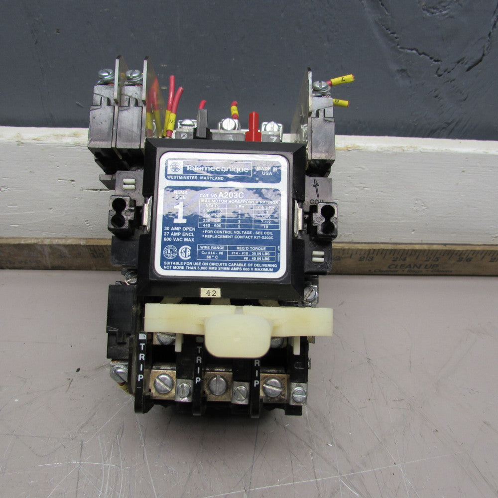 TELEMECANIQUE A203C SIZE 1 STARTER ,120V COIL,NICE USED TAKEOUT! MAKE OFFER!