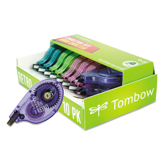 68723 MONO Retro Correction Tape, Assorted Colors, 10-Pack. Colorful, Easy To...