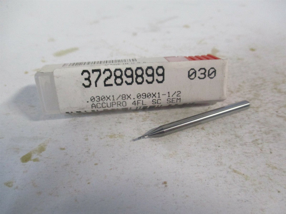 (6501909) 0.03" x 0.09" x 1/8" x 1-1/2" OAL Solid Carbide 4Fl Square End Mill