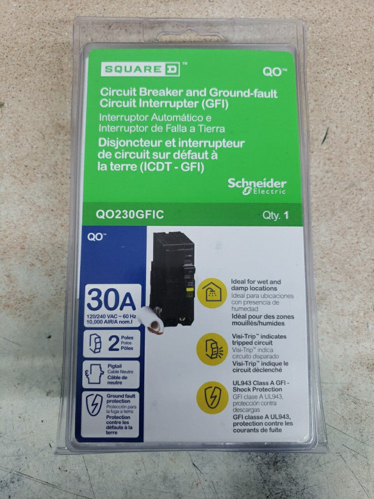 QO SQUARE D 30 Amp Circuit Breaker and Ground-fault QO230GFIC