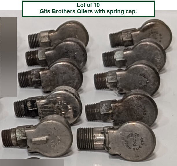 Lot of 10 Pcs. Gits Brothers Oil Cup with Spring Cover for Lathes and Other Eqpt