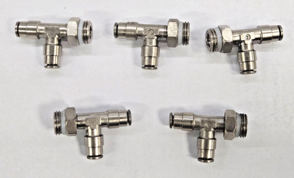 CAMOZZI MALE RUN SWIVEL TEES 5MM X G1/4" *LOT OF 5* NICKEL PLATED BRASS