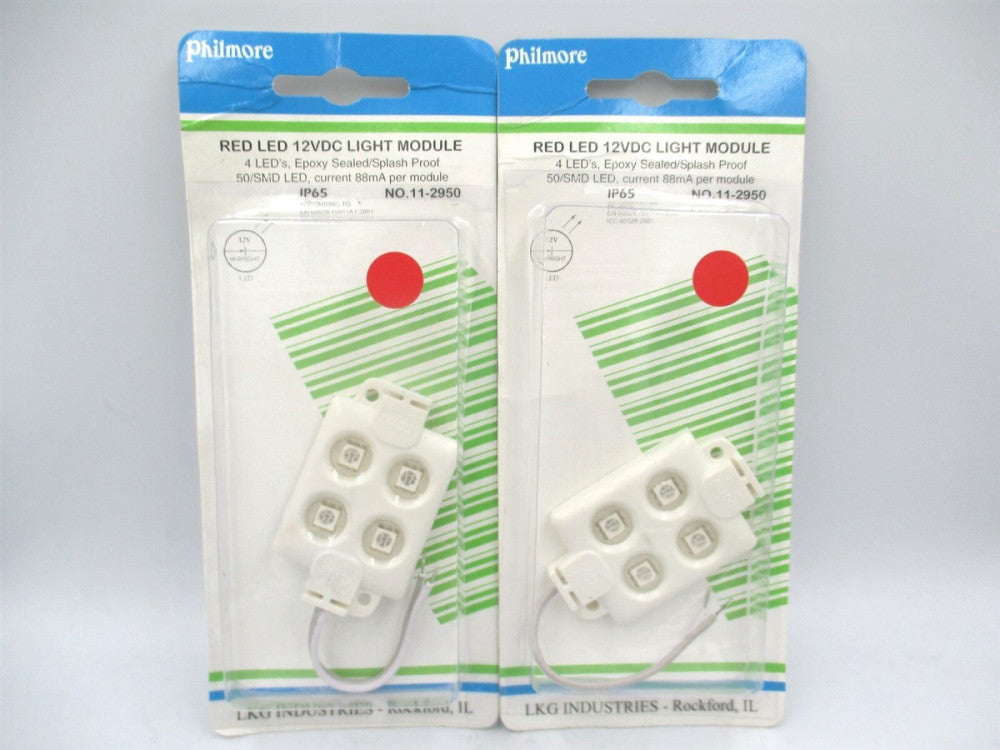 Philemore (11-2950) Red 4-LED 12VDC Square Light Module - Lot of 2