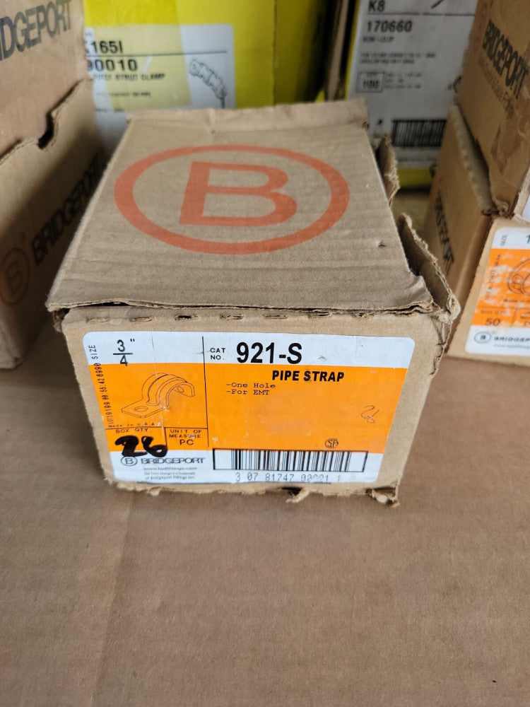 BRIDGEPORT 921-S 3/4'' PIPE STRAP 1 BOX OF QTY.26 NEW