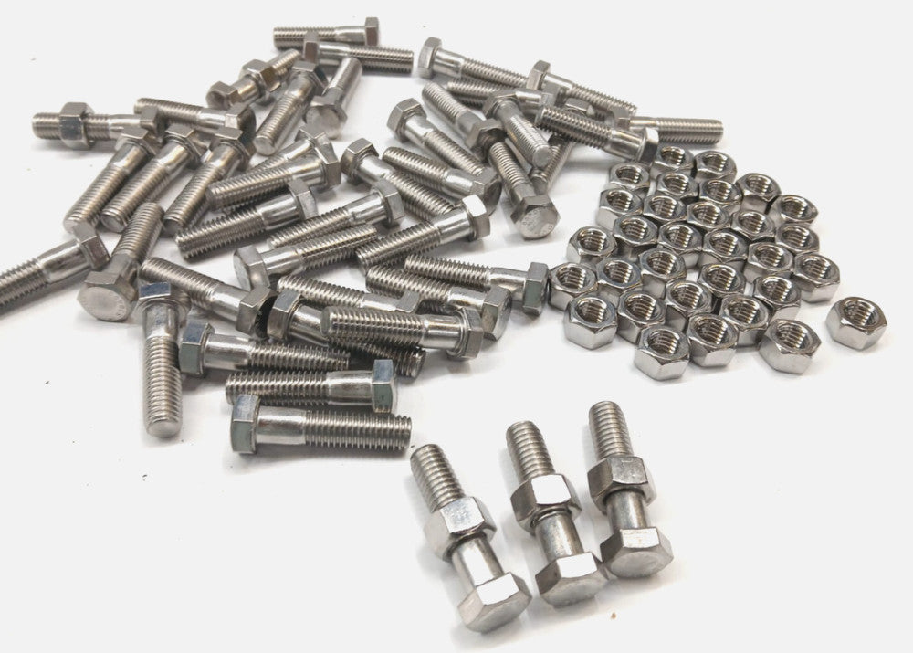 HEX BOLT 1/2-13 X 2" W/1/2" NUT  FULLY THREADED S304  (LOT OF 44)