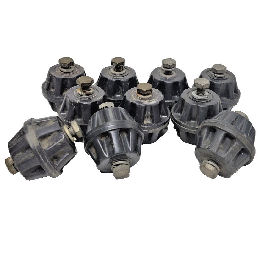 HIGH VOLTAGE STANDOFF INSULATORS, 1-1/2" H X 1-1/2", 1/4"-18 THREADED, LOT OF 10
