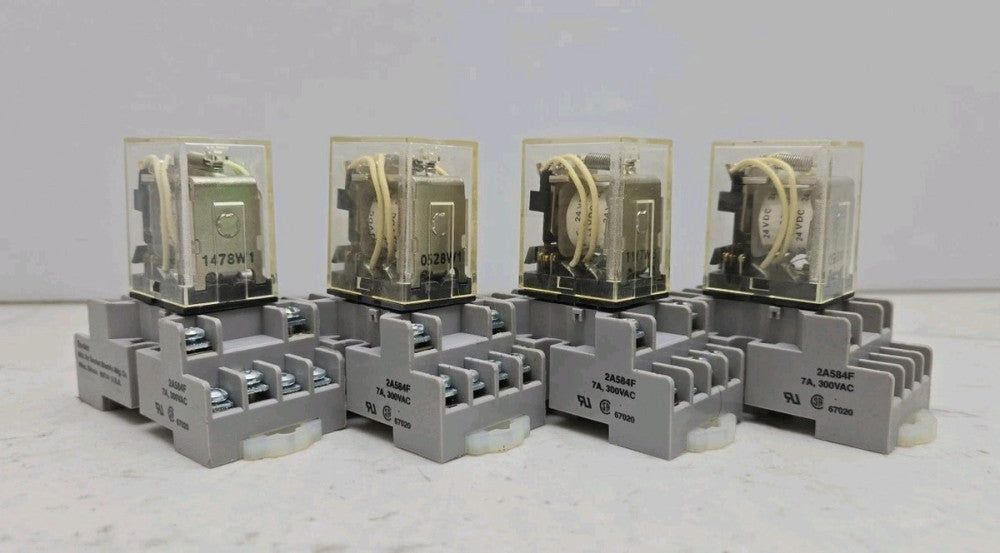 4 Pack Omron MY4 Relay 24 Vdc With Dayton 2A584F Socket Base 14 Pin 7A 300 Vac