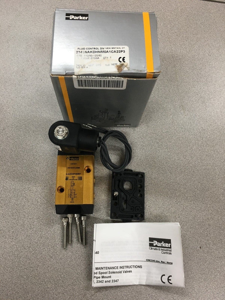 NEW IN BOX PARKER SOLENOID VALVE 2341NAKDHNM0A1CA22P3