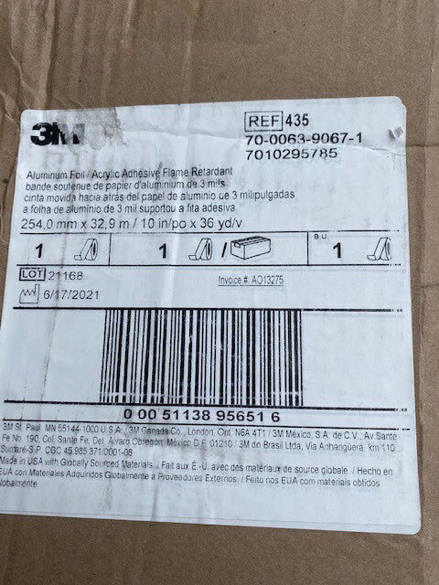 3M Vibration Damping Tape 435 Silver, 10 in x 36 yd 13.5 mil, 1 roll