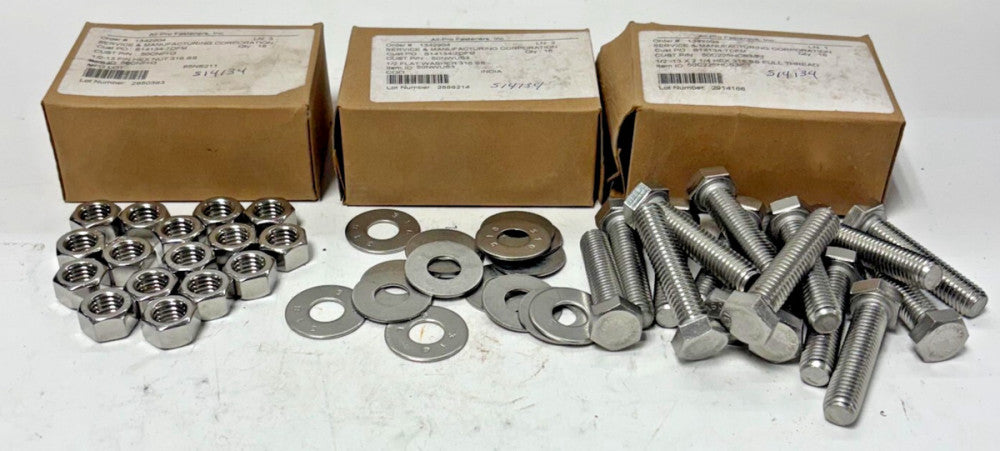 ALL-PRO FASTENERS INC HEX HEAD CAP SCREWS , FLAT WASHERS, AND HEX NUTS LOT OF 48