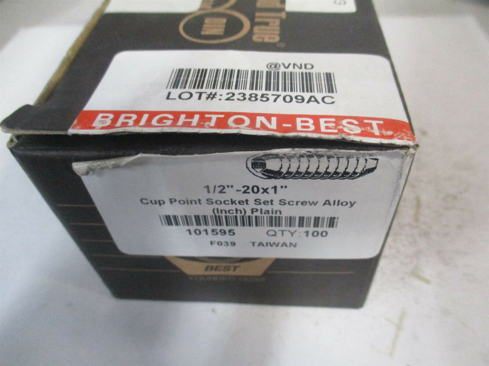 (101595P) 1/2-20 UNF 1" OAL Alloy Steel Grade 8 Cup Point Set Screw - Qty 100