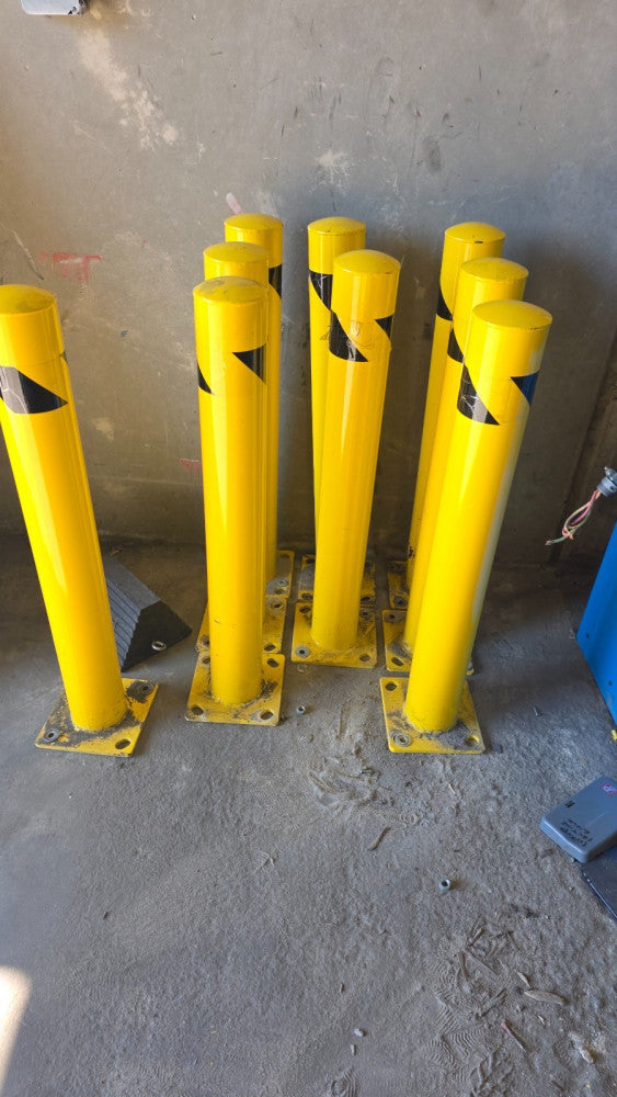 Safety Ballards 36"x4.5", Industrial Yellow Powder Coated Steel Bollards used