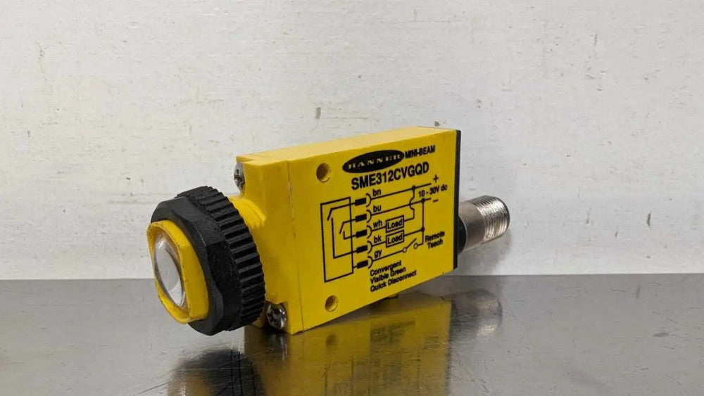 Banner SME312CVGQD Proximity Sensor 53723 16mm 10-30VDC Mini-Beam 5-Pin M12