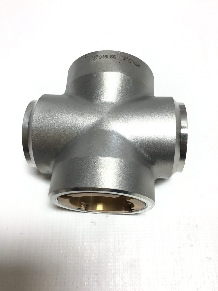 Parker CF-3M Four Way Socket Weld Pipe Fitting Unequal Cross Stainless Steel