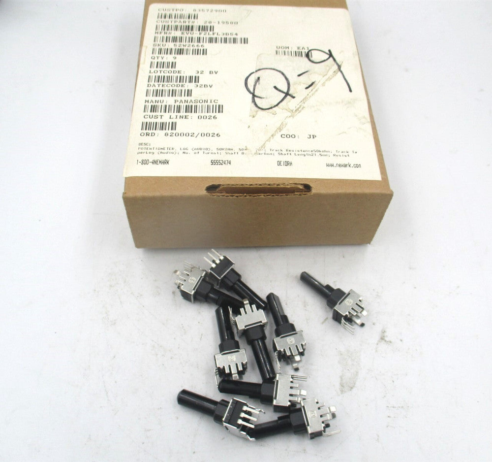 Panasonic (EVA-F2LFL3D54) 50k Ohm 1 Gang Snap In Potentiometer - Pack of 9