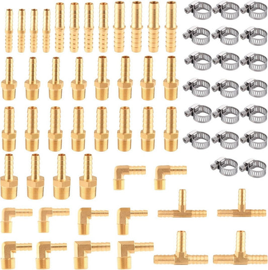 66Pcs Brass Hose Barb Fittings Assortment NPT, 