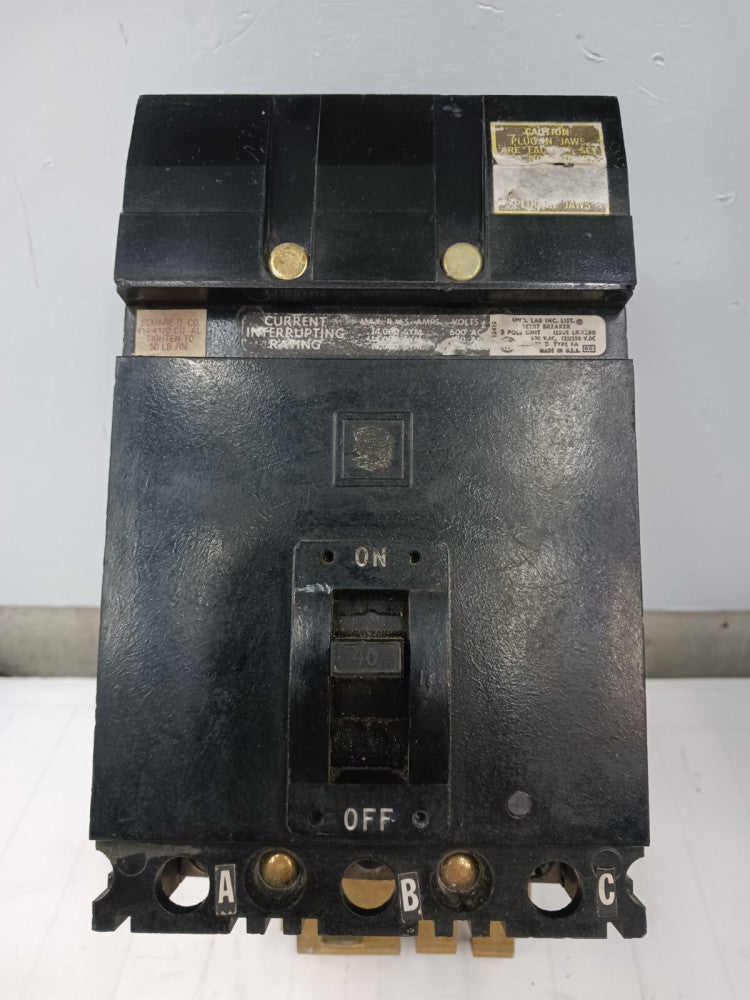SQUARE D 40 AMP CIRCUIT BREAKER 3 POLE 600 VAC FA-36040