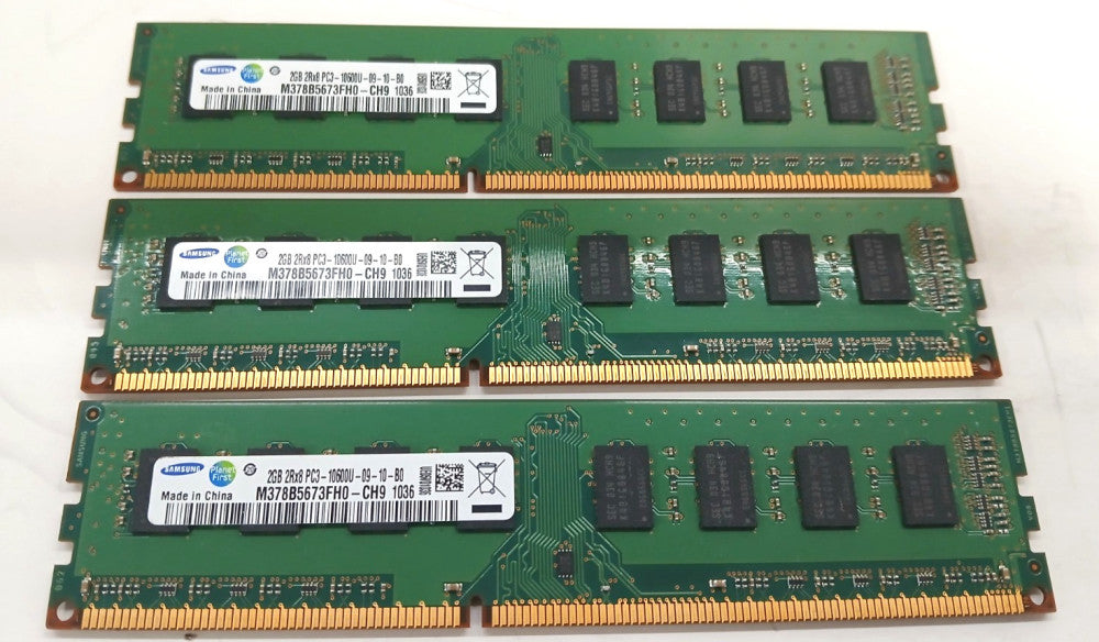 SAMSUNG 2GB DDR3 PC3 10600U 1333 MHZ DDR3 SD RAM UNBUFFERED DIMM  LOT OF 3