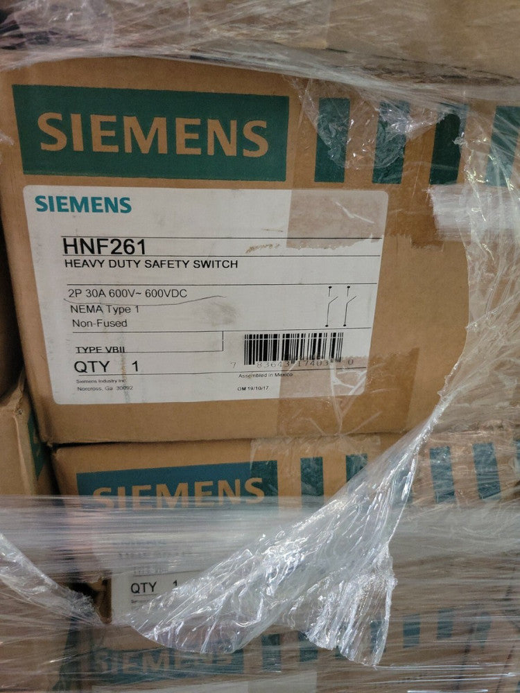 1 NEW Siemens HNF261 Heavy Duty Safety Switch 2P 30A 600V Non-Fused P9 B2