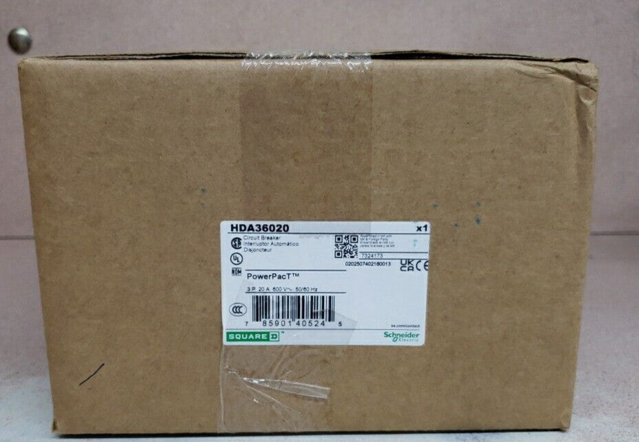 NEW Square D - HDA36020 - Circuit Breaker, Powerpact H, 20A, 3 Pole, 600V Ac