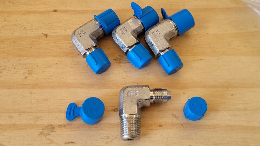 Lot Of 4 SSP J4-4ME 37Deg Flare 1/4" x 1/4" Npt 316 Stainless Steel Elbows