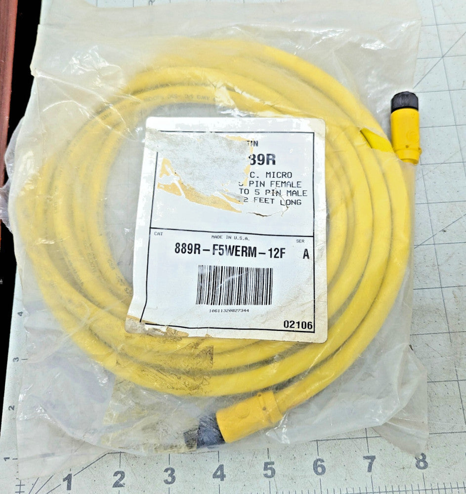 ALLEN BRADLEY 889R-F5WERM-12F SER A, AC MICRO DOUBLE-ENDED PATCHCORD, [A4B3]