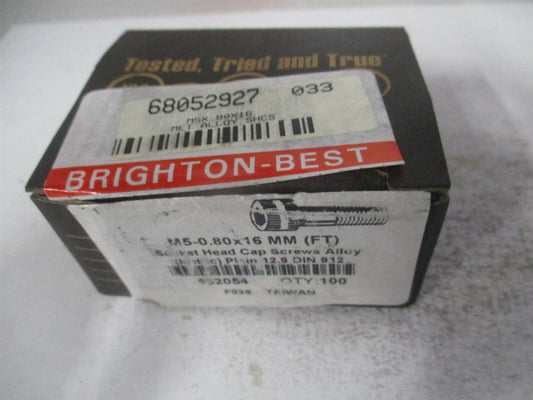 (532054P) M5x0.80 Metric Coarse Alloy Steel Hex Socket Cap Screw - Pack of 100