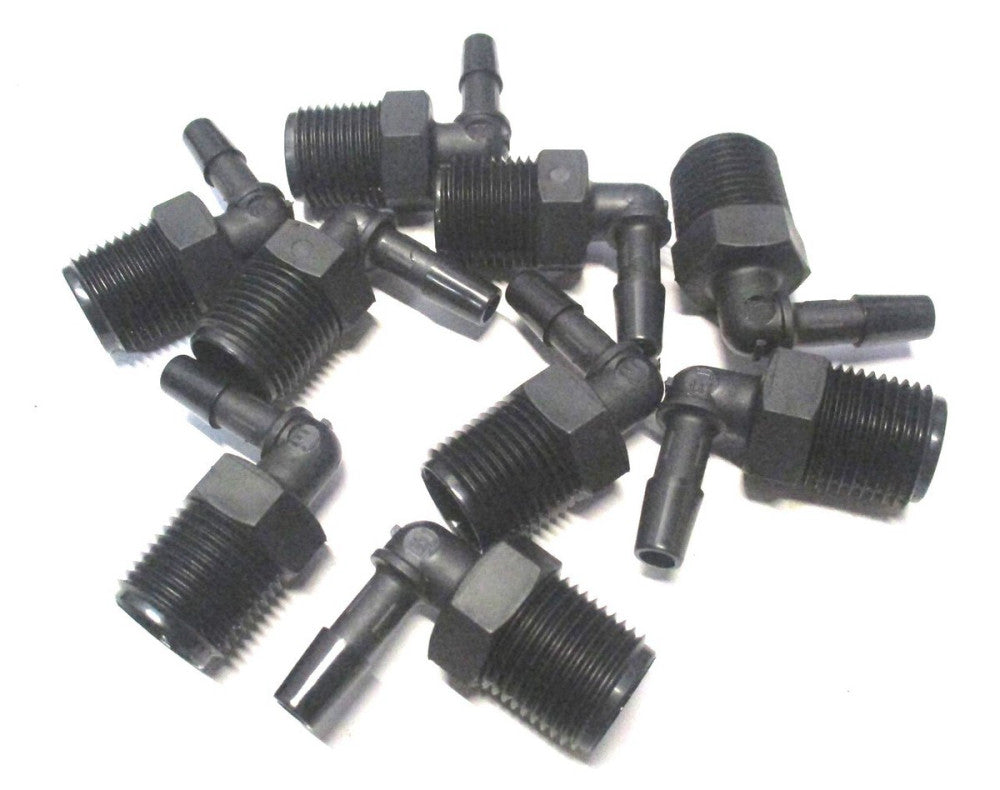 Eldon James (L6-4BN) 3/8" NPT x 1/4" ID Black Nylon Male Reduction Elbow - 9 PK