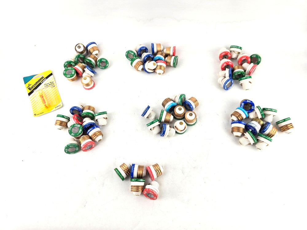 Huge Mixed Lot of 65pcs Buss Time Delay Fuses SL TL Screw In