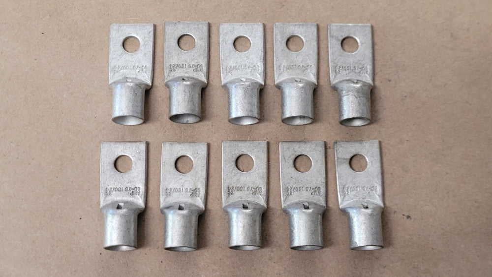Lot of 10 Tyco / AMP 60-75 2C 150/24 Tinned Copper 1AWG Compression Lugs 1/4" St