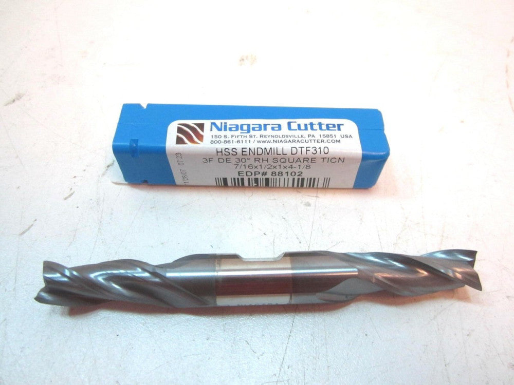 Niagara (88102) 7/16" 3F HSS TiCN Double End Mill 7/16 x 1 x 4-1/8 x 1/2 