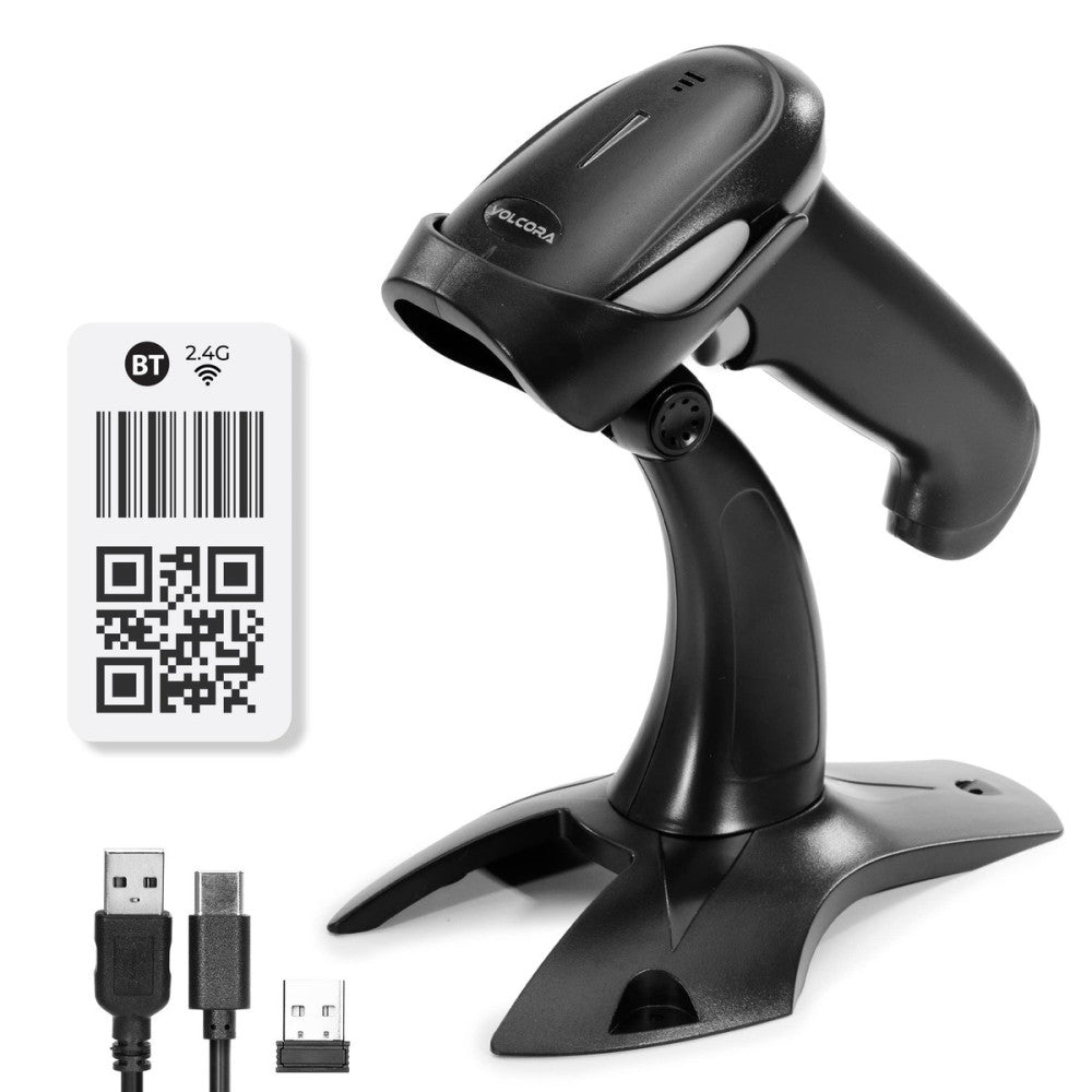 Wireless Bluetooth Barcode Scanner, QR Code, USB Portable Handheld w/Stand Co...
