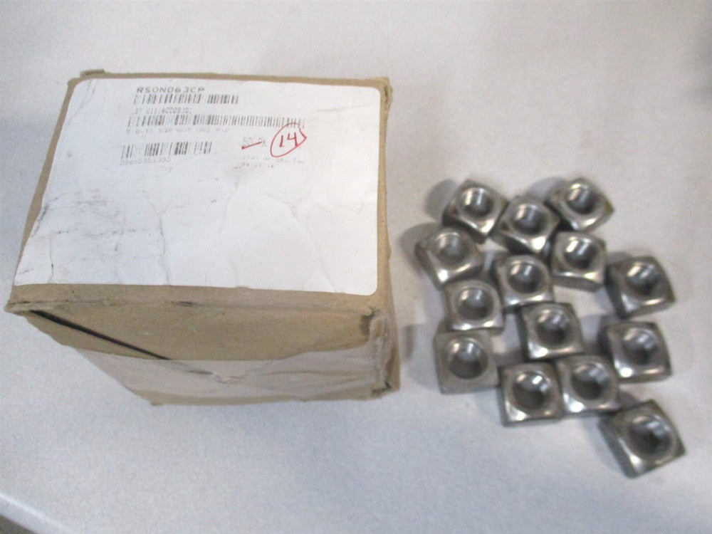 (SQNI2062-050BX) 1" x 35/64" Uncoated 5/8-11 Steel Square Nut - Lot of 14
