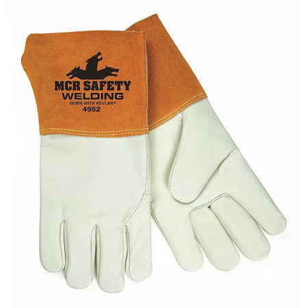 Mcr Safety 4952L Red Ram Welding Gloves, Gauntlet Cuff, Wing Thumb, Standard