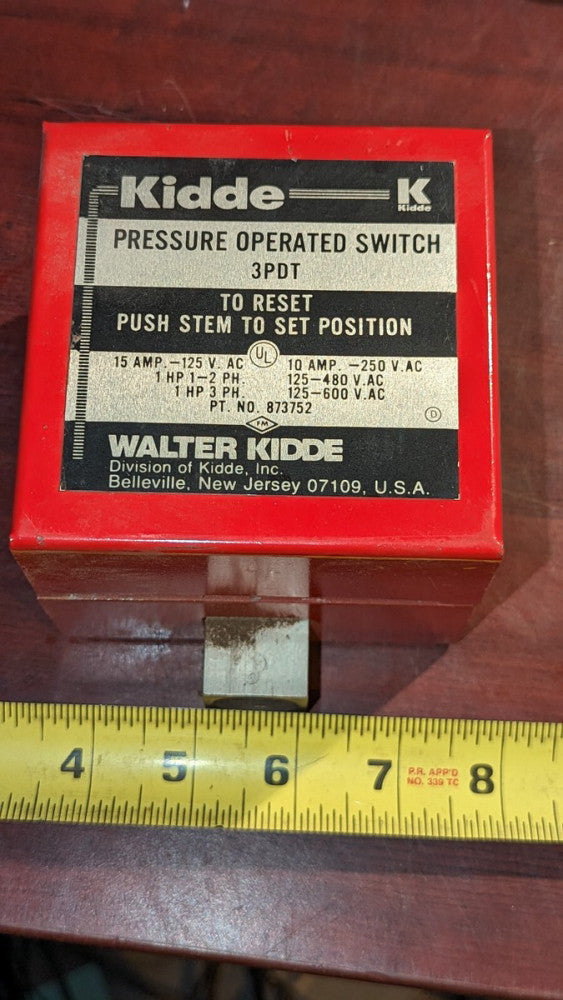 (1) Kidde UTC Pressure Switch 873752 3PDT Guaranteed