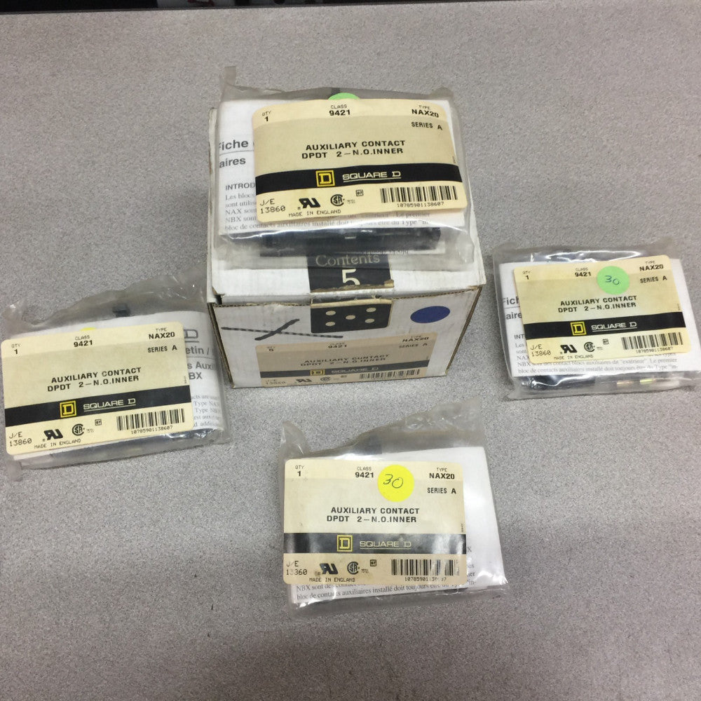 NEW IN BOX OF 4 SQUARE D AUXILIARY CONTACTS 9421 NAX20