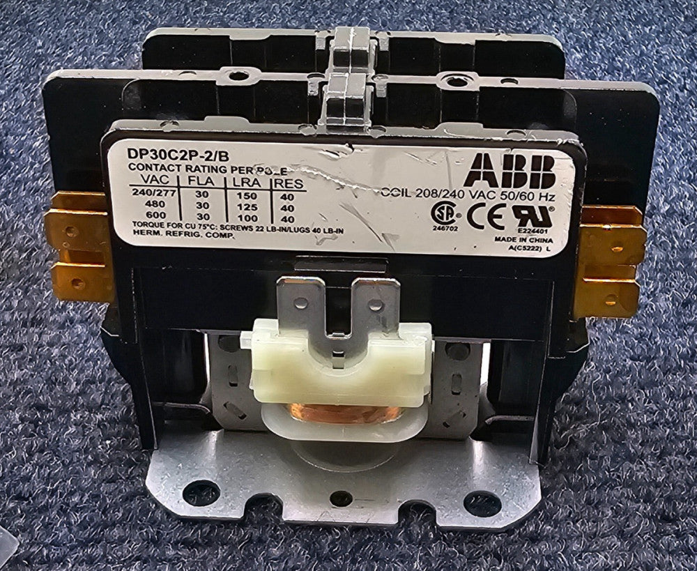ABB DP30C2P-2B: Definite Purpose Contactors 2 Pole 30FLA 40A 208/240 50/60Hz V