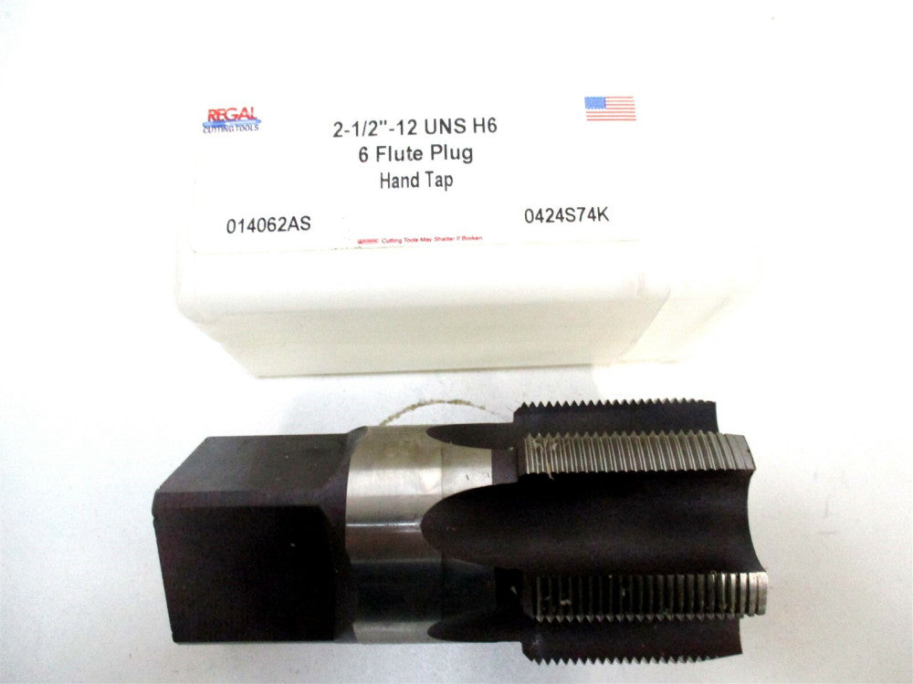 Regal (014062AS) 2-1/2"-12 UNS H6 6-Flute Plug Chamfer RH HSS Standard Hand Tap