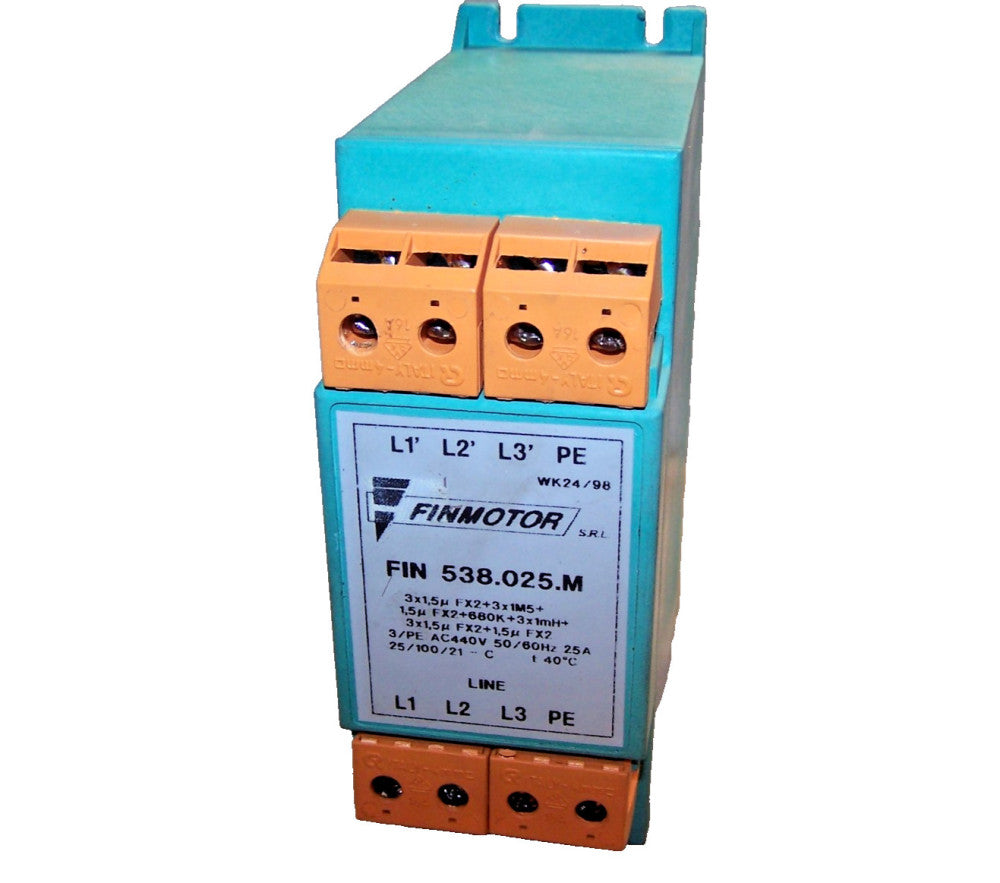FINMOTOR 3 PHASE LINE FILTER 440 VAC 25 AMP  FIN 538.025.M