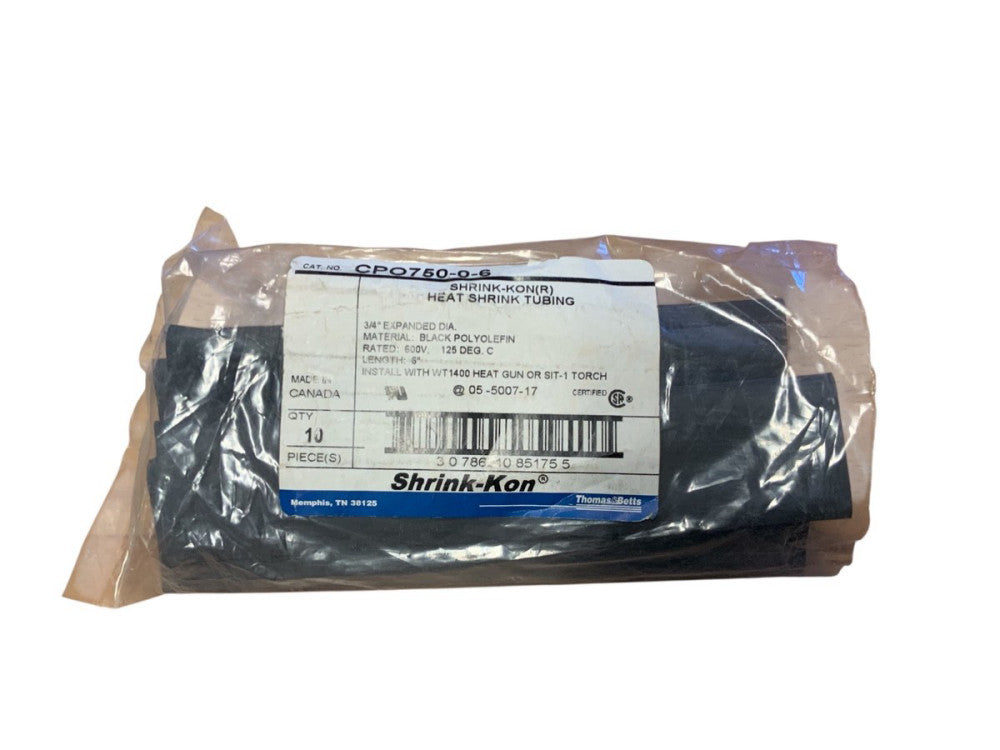 Bag of 10 New Thomas & Betts CPO750-0-6 Polyolefin Heat Shrink Tubing