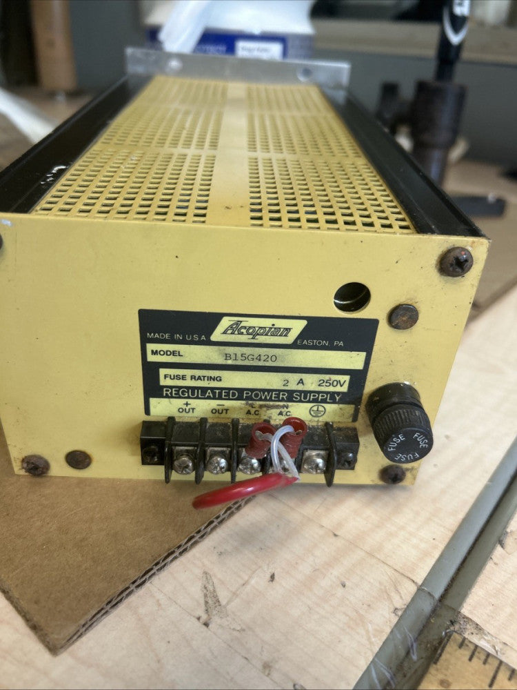 USED ACOPIAN POWER SUPPLY B15G420 1-1/2A A AMP 250V  15.5Vdc OUTPUT SHIPS FREE!