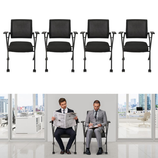 4pcs Conference Meeting Room Chairs Reception Office Guest Chairs With Armrest