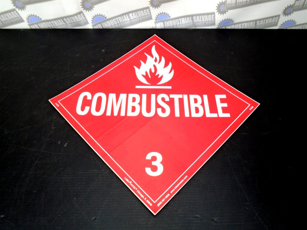 NEW LabelMaster - COMBUSTIBLE 3 - MPN: Z-EZ9 - Sticker 10-3/4" x 10-3/4" - (NEW)