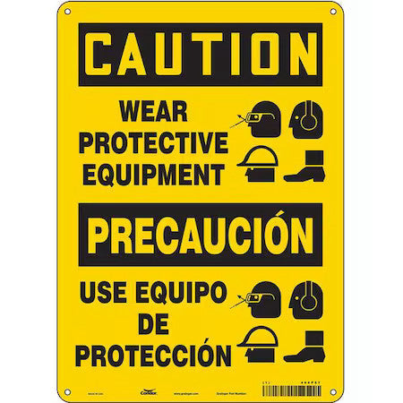 Condor 466P57 Safety Sign, 14 In Height, 10 In Width, Polyethylene, Vertical
