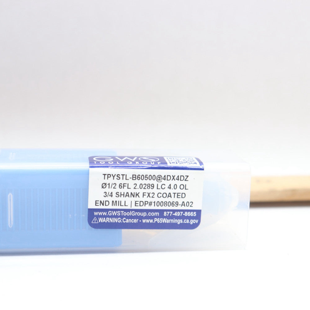 GWO End Mill Coated 1/2 6FL 2.2089 LC 4.0 OL 3/4" Shank FX2 TPYSTL-B60500