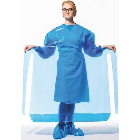 Polyco 43650 Gown,Necktie,Blue,50" L,30" W,Xl,Pk50